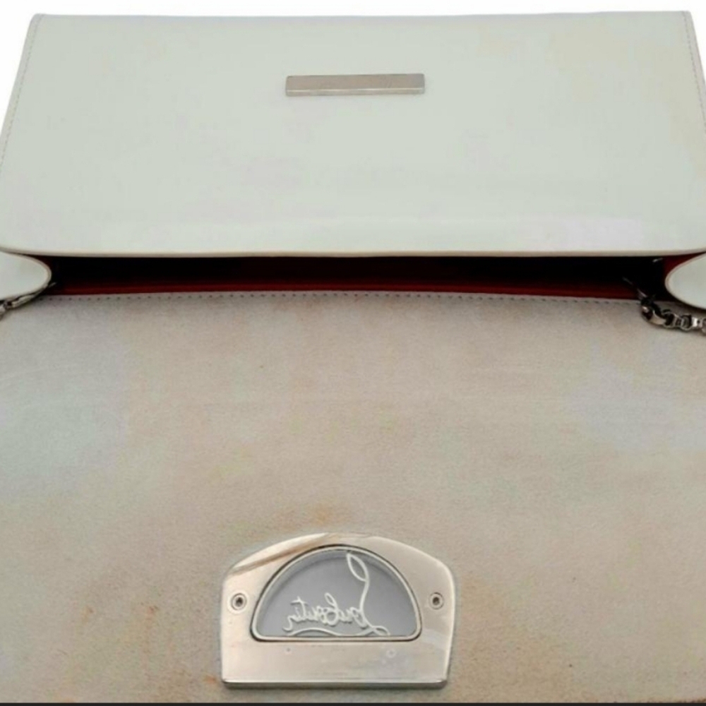 Christian LOUBOUTIN  White Patent Leather Vero Dodat Clutch Shoulder Handbag - Picture 8 of 13